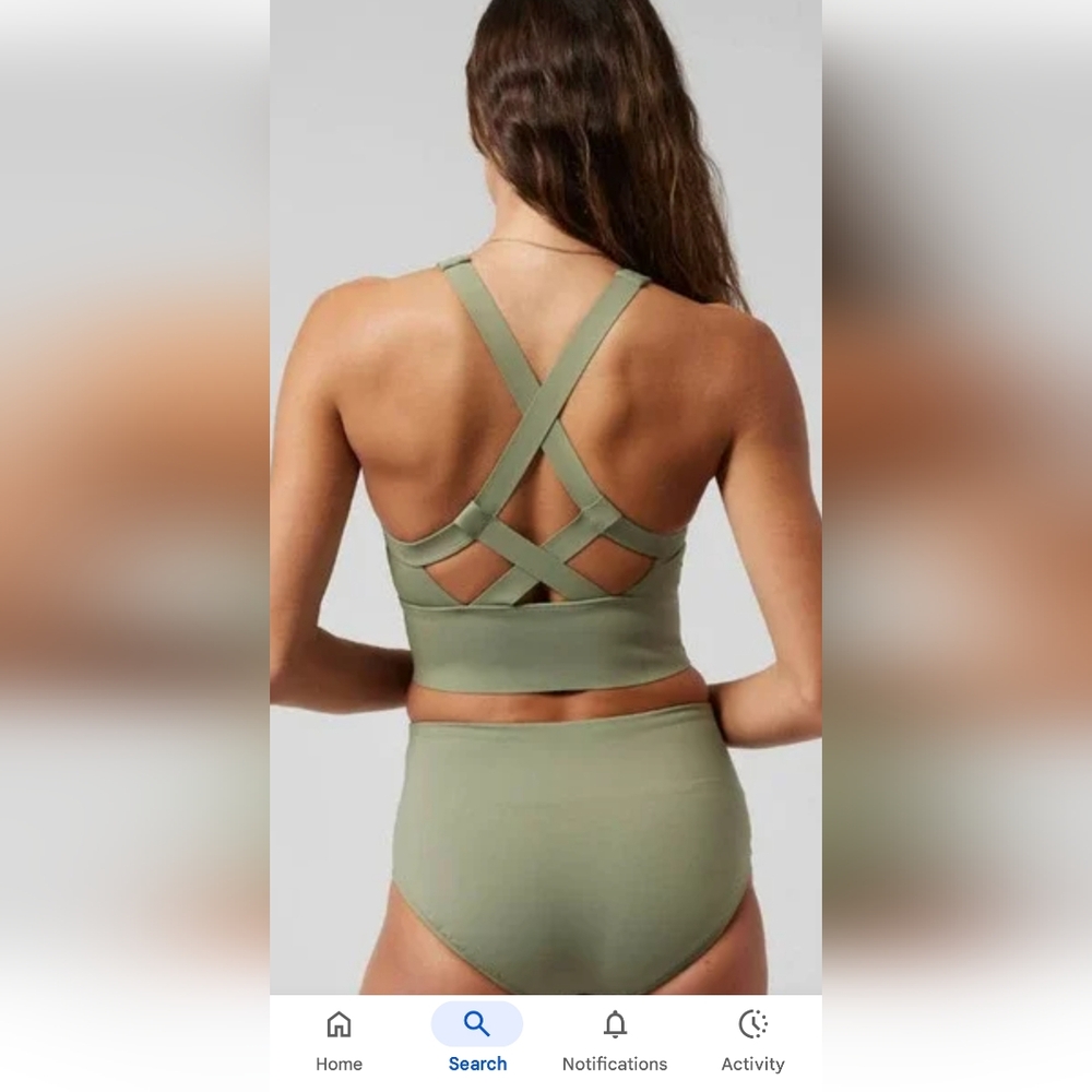 Athleta Olive Green Crisscross Back Bikini Set